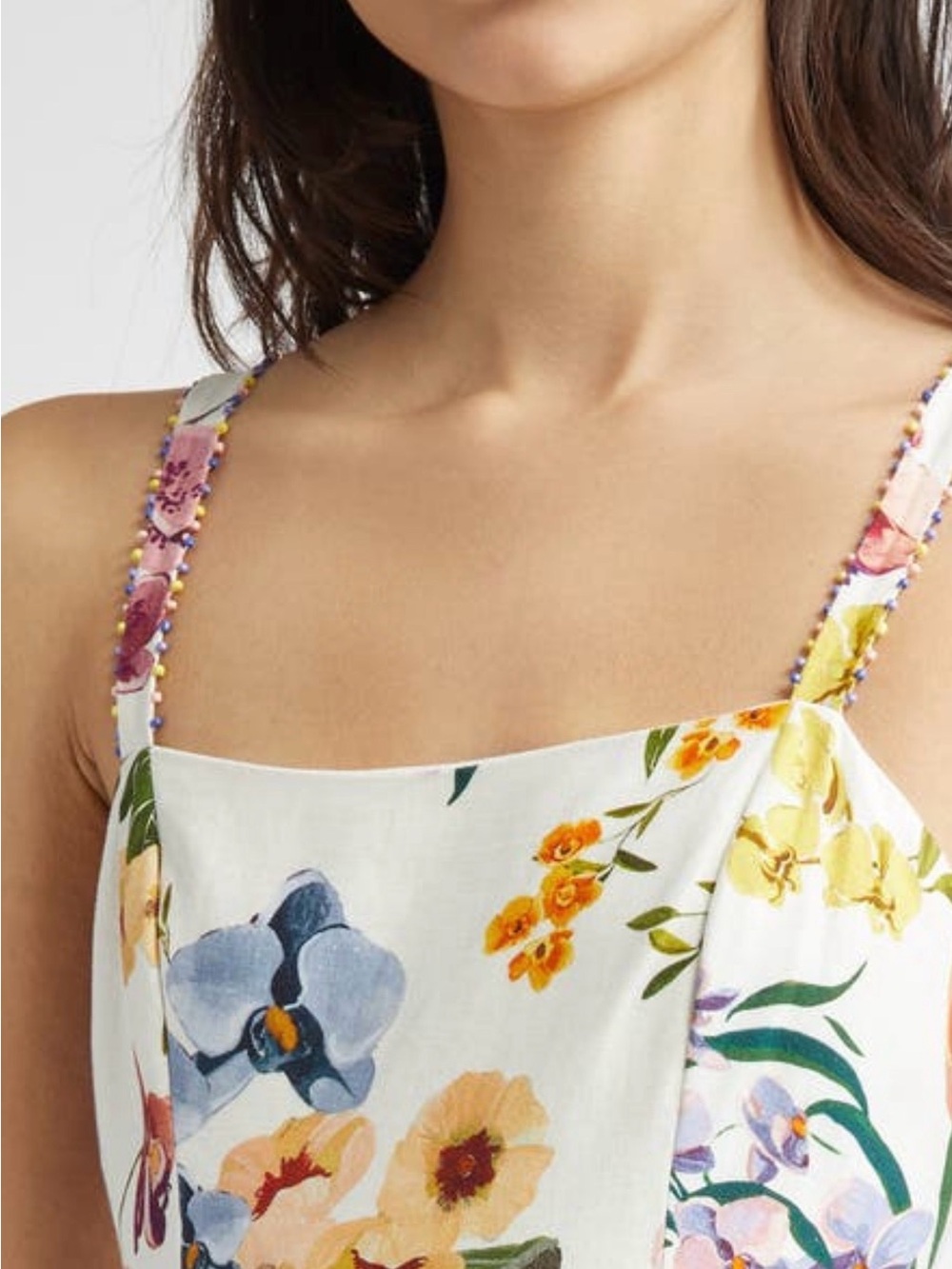 FARM Rio Cream Floral Tiered Maxi Dress with Blue, Yellow & Pink Blooms - Picture 4 of 4
